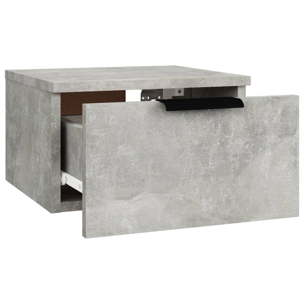 Mesita de noche de pared，Mesilla de noche flotante color gris hormigón 34x30x20 cm CFW53555 - 5