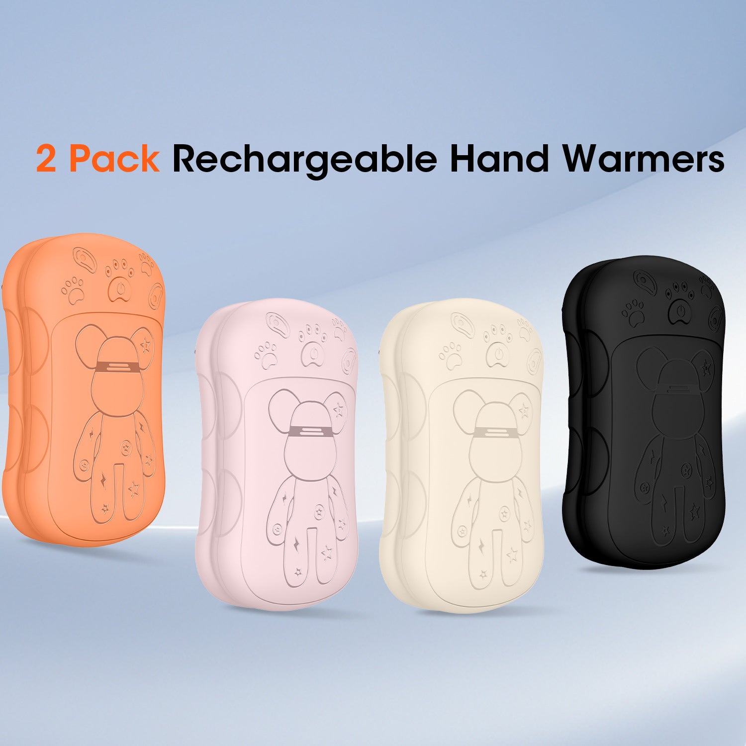 Scaldamani ricaricabili (confezione da 2), scaldamani elettrico 2 in 1, riscaldamento bifacciale, adatto per uomini e donne, arancione. - 7