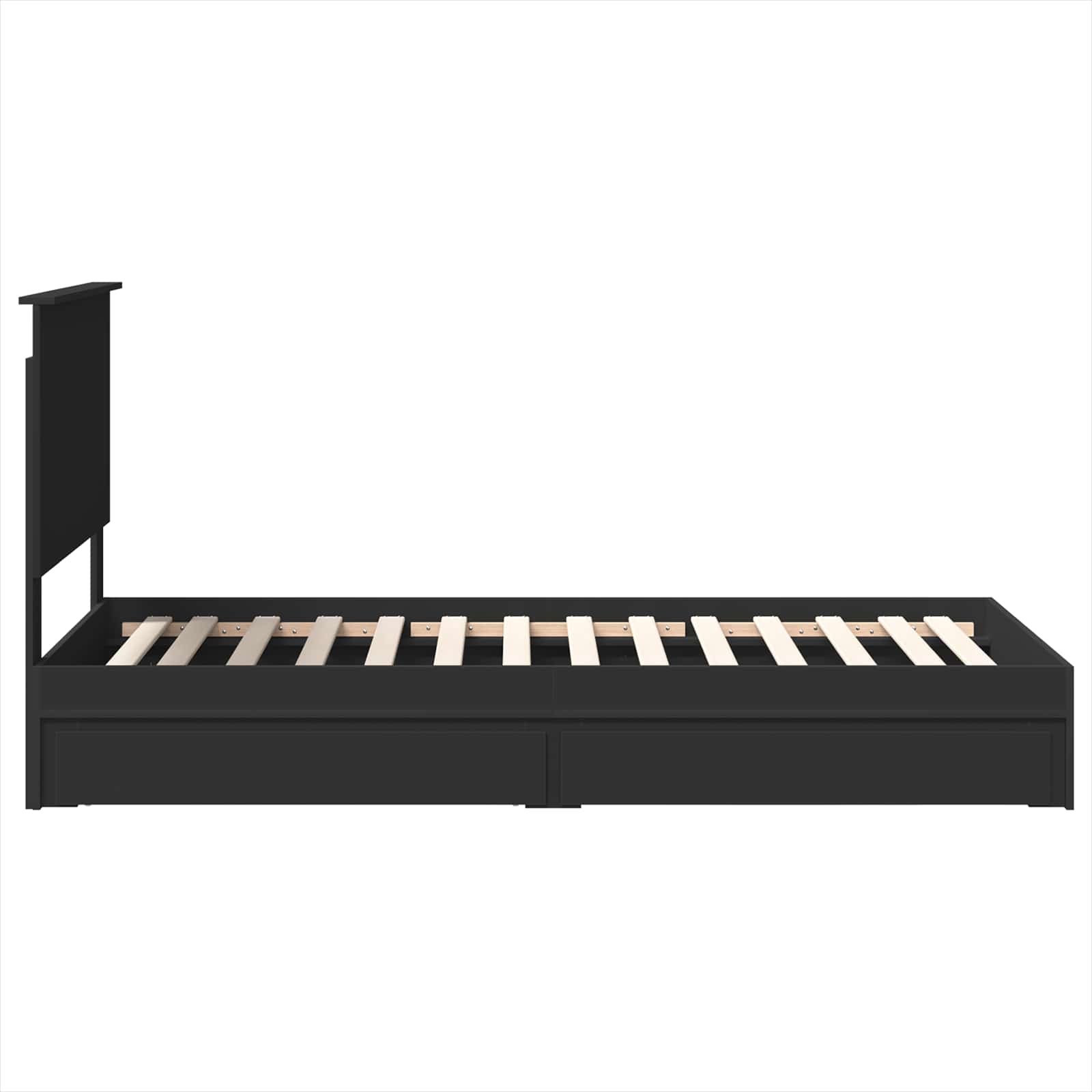 Lit de rangement avec tiroir noir 75 x 190 cm panneau de bois - 9