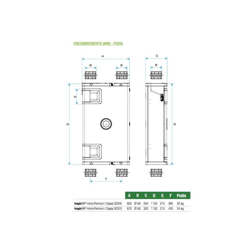 VMC DF version Gauche - InspirAIR Side SC370 Premium - 11023317 ALDES - 11023317 - 2