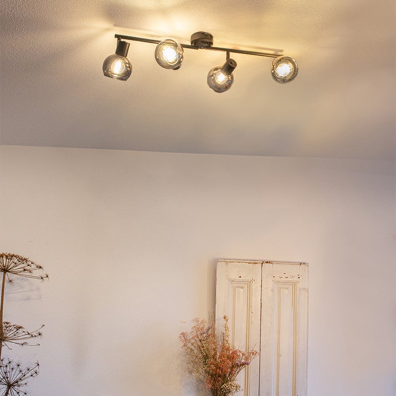 Plafonnier Art déco noir avec verre fumé 4 lumières - Vidro - 2