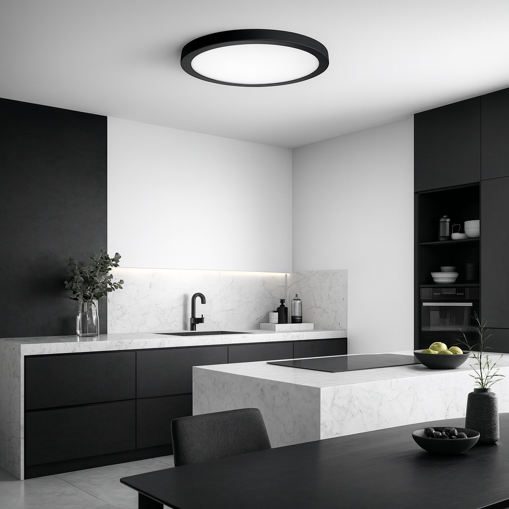Panel LED 18W 22,5cm IP20 4000K neutralna biel 2w1 plafon sufitowy okrągły czarny XUDO - 6