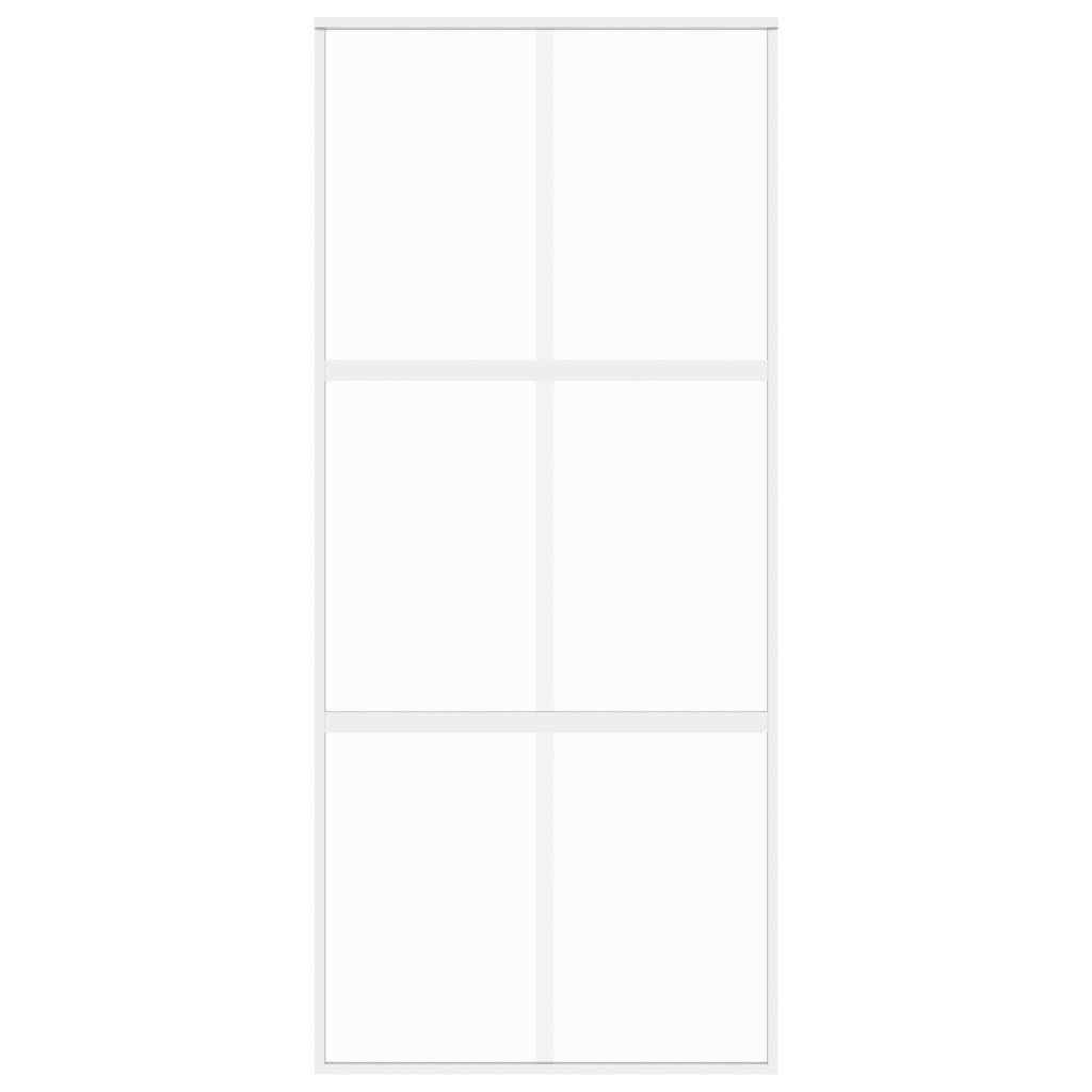 Puerta corredera | Puerta de la cocina vidrio templado y aluminio blanca 90x205 cm CFW31132 - 4