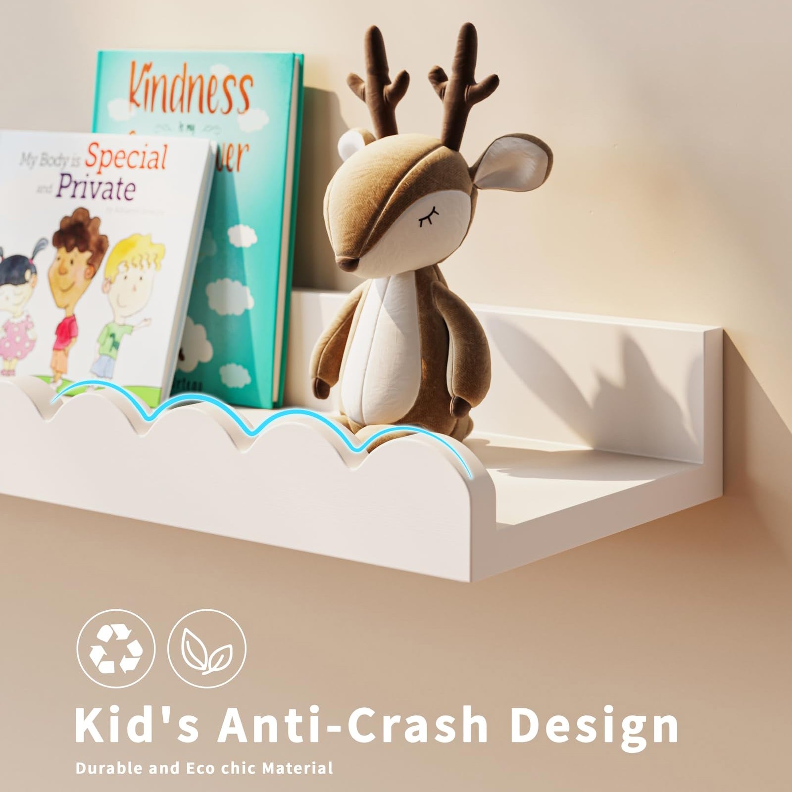 BEXTCOK Étagère de rangement à 4 niveaux pour chambre d'enfant, étagère murale de rangement, bibliothèque et meuble de rangement pour enfants - 6