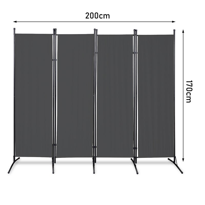 Paravent sur Pied Pliable Paravent séparateur de pièce Moderne Écran pour Jardin Cloison 4 Panneaux 200x170cm Anthracite - 2