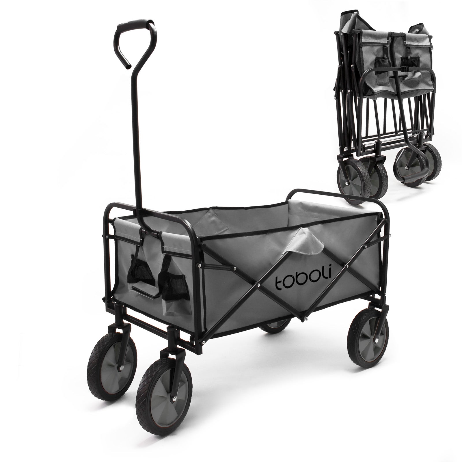 Toboli Chariot Enfant Pliable – Capacité 100 Kg – 1000 X 505 X 1120 Mm – De Couleur Grise – Pour Transport Marchandis... à Prix