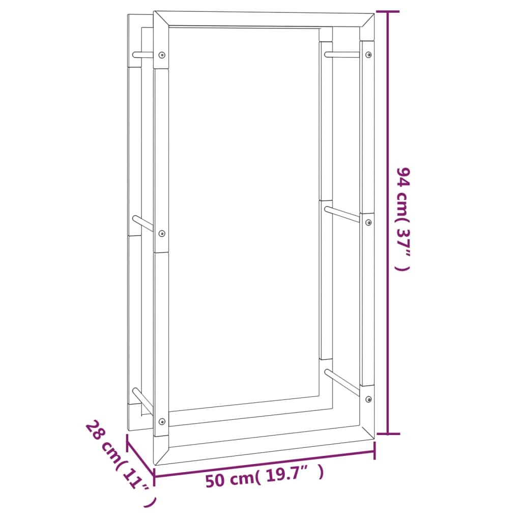 Portant de bois de chauffage Noir mat 50x28x94 cm Acier - 6