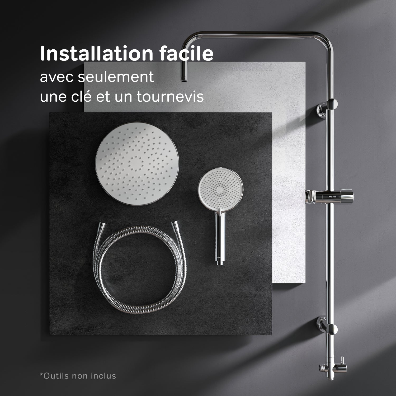 Colonne de douche et bain baignoire sans robinetterie Chrome Play F078Y000 AM.PM - 9