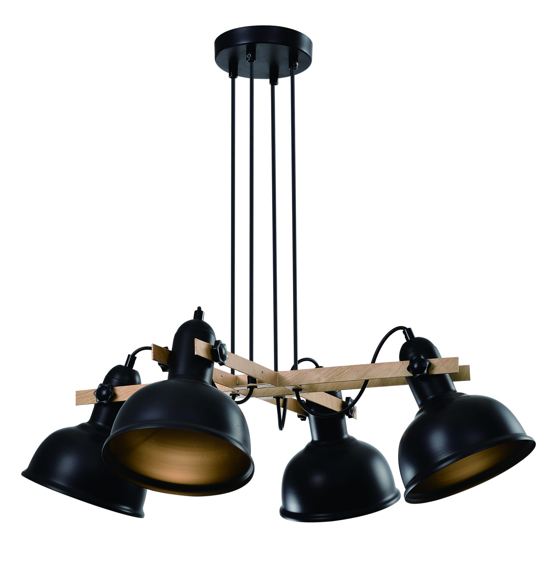 Lampa wisząca Reno czarna-ciemne drewno 4xE27x40W wym: 70 x 65 x 65 cm metal Candellux - 4