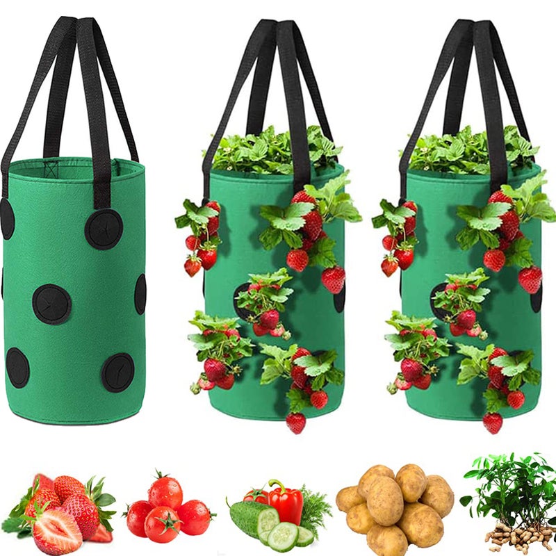 Wisząca torba do sadzenia pomidorów i truskawek, odwrócona sadzarka do warzyw z 12 otworami do uprawy, 20x35cm, 3 szt.