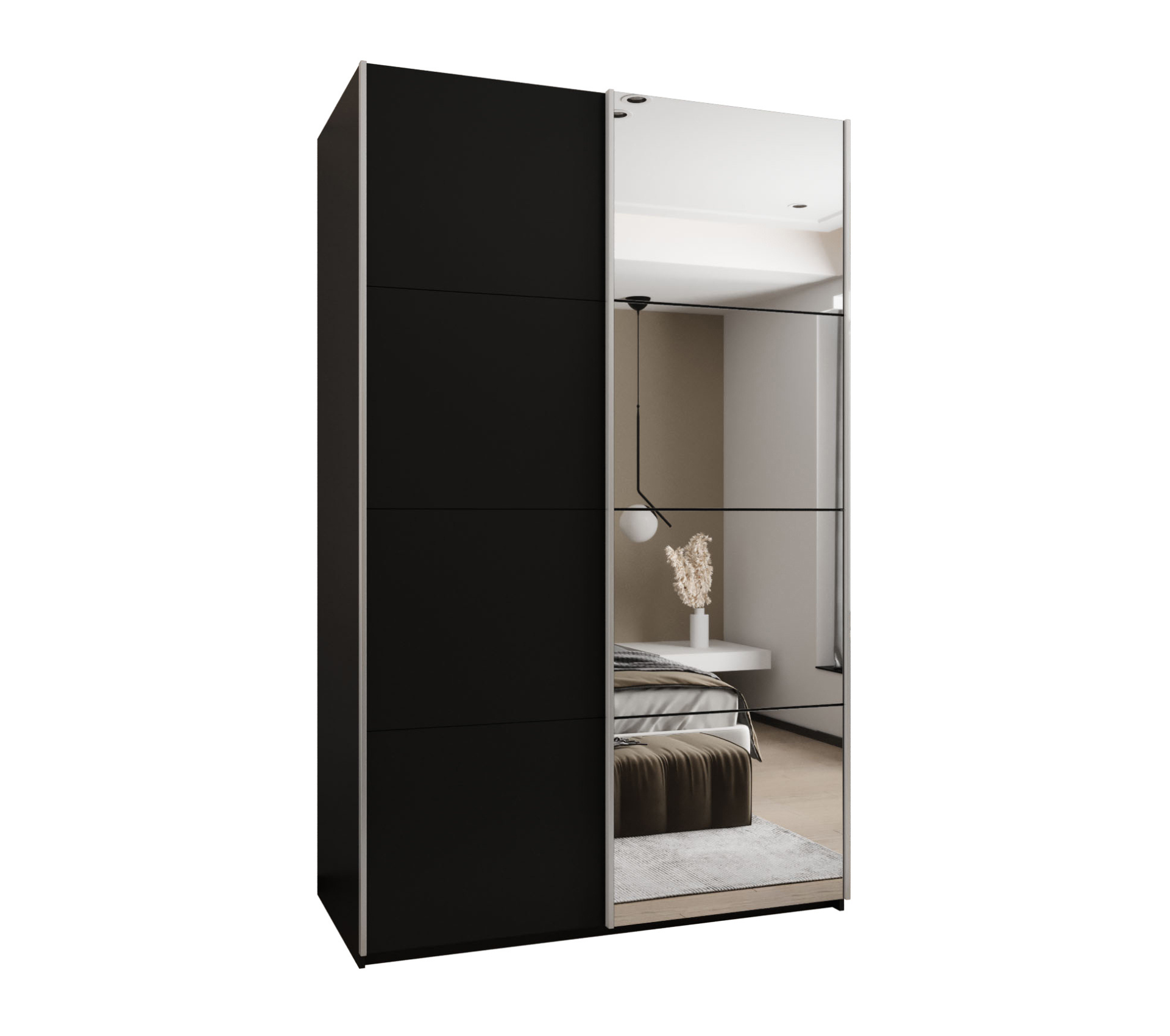 Szafa przesuwna wysoka Lux 3 150 x 64 x 245,5 cm czarny + czarny + u. srebrny - Abiks Meble