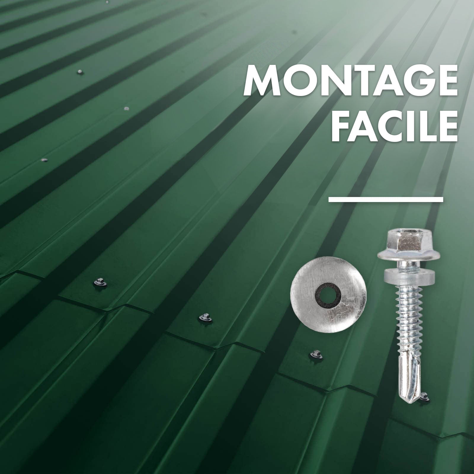 Lot de 15 tôles Couverture métallique Tôle avec vis Épaisseur : 0.25 mm, 115 x 45 cm, Vert - 5