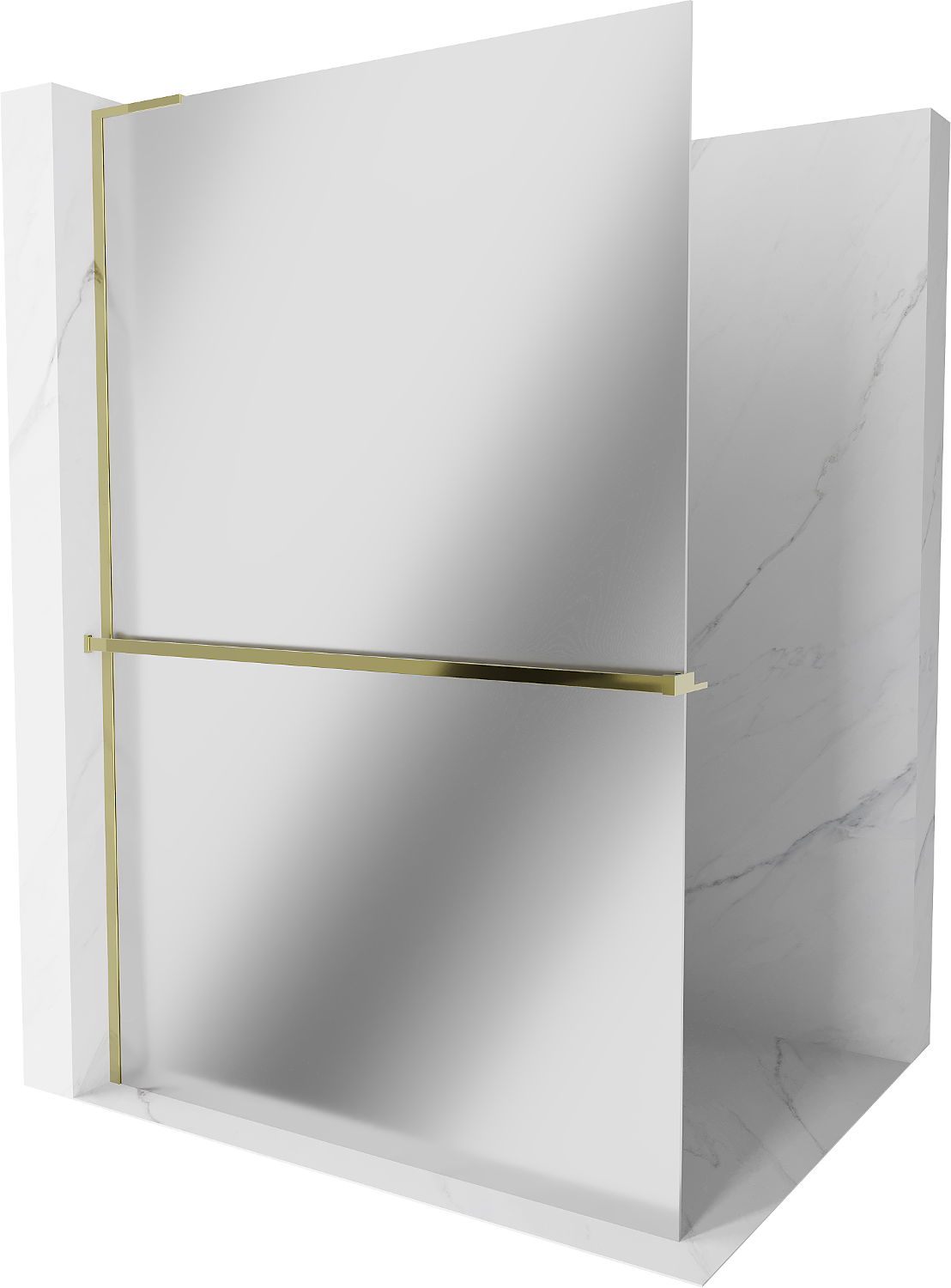 Mexen Kioto+ L ścianka prysznicowa z półką Walk-in 70 x 200 cm, lustro, złota - 800-070-123-50-50