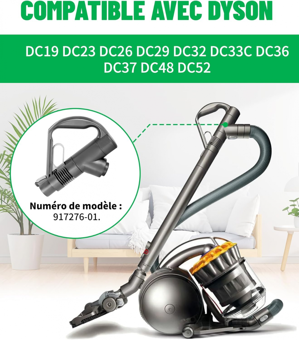 Poignée de rechange Dyson compatible DC19 DC29 DC33C DC37 DC52 – Accessoire robuste & simple à installer – Pièce détachée - 3