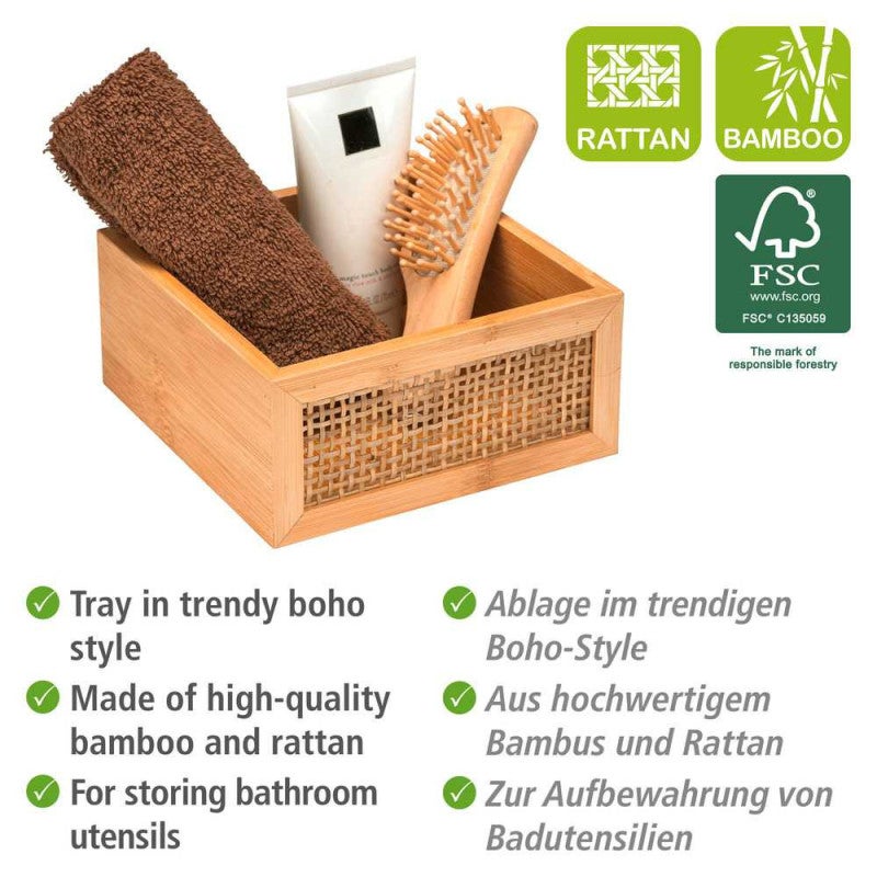 Wenko Ripiano per Bagno Allegre M, Ripiano Decorativo in Trendy Boho-Style, Intrecciato in Bambù e Rattan di Qualità, per Riporre Utensili da Bagno - 2