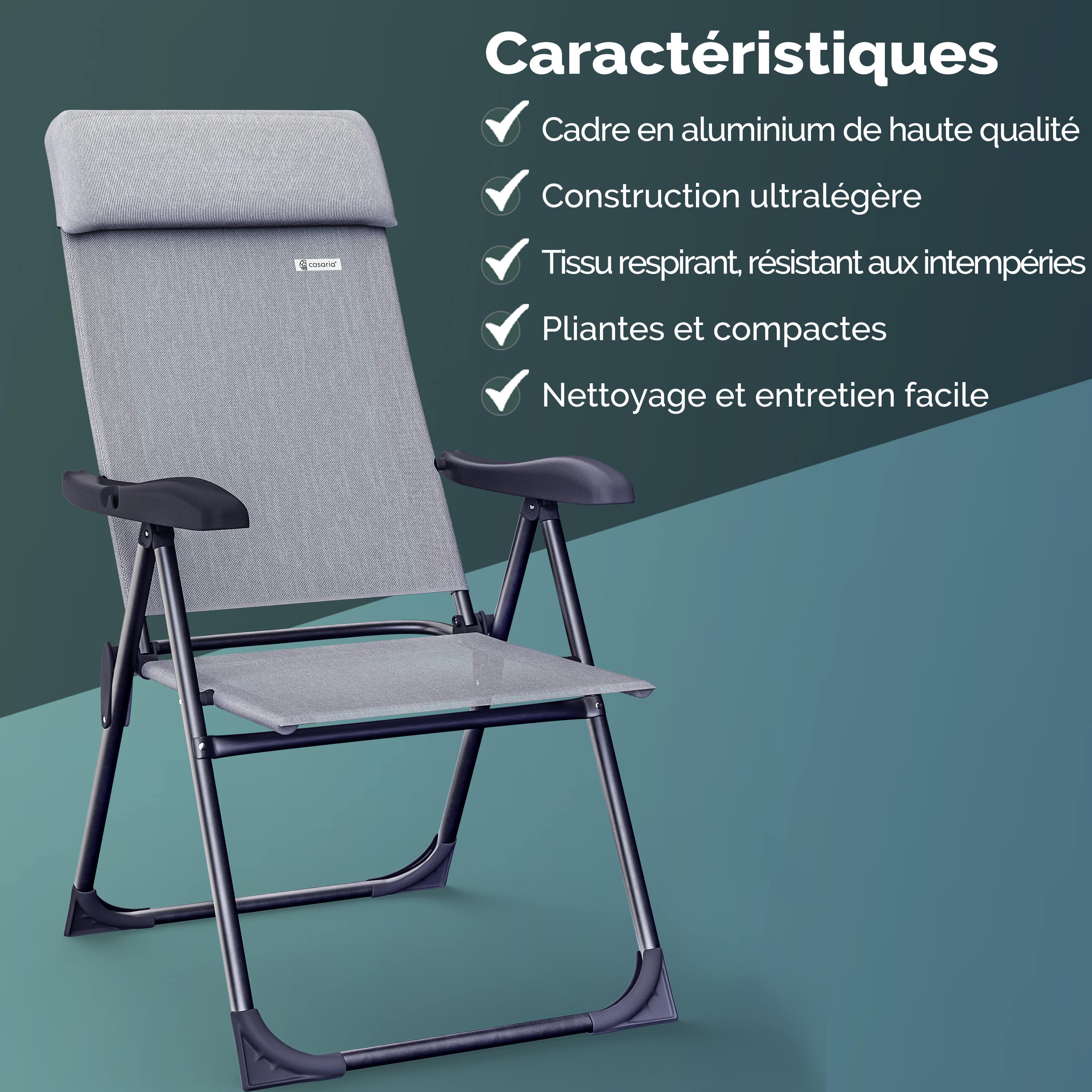 Chaise de jardin sans coussin Flivastore en Métal Gris - 5