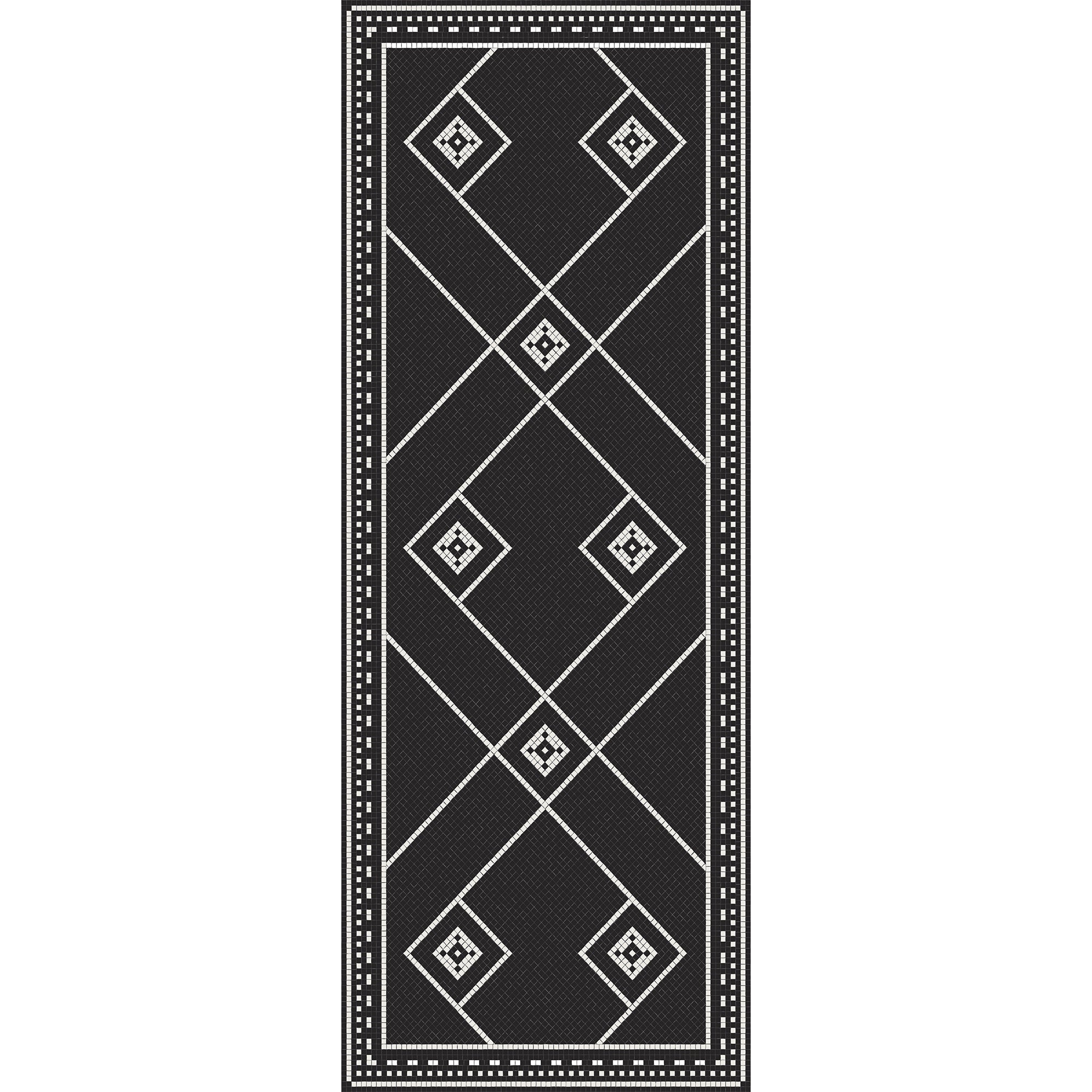 Tapis/ Noir géométrique / 91x244 cm - RUNNER/ Créé et fabriqué en France / DADA ART - 3