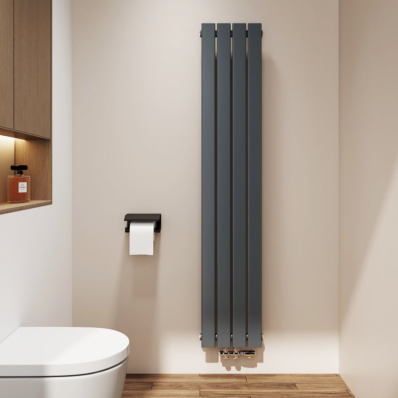 EMKE Grzejnik Stalowy Pojedynczy Pionowy 557W, 160x30,4 cm, 4 bar, do 7 m² – Antracytowy