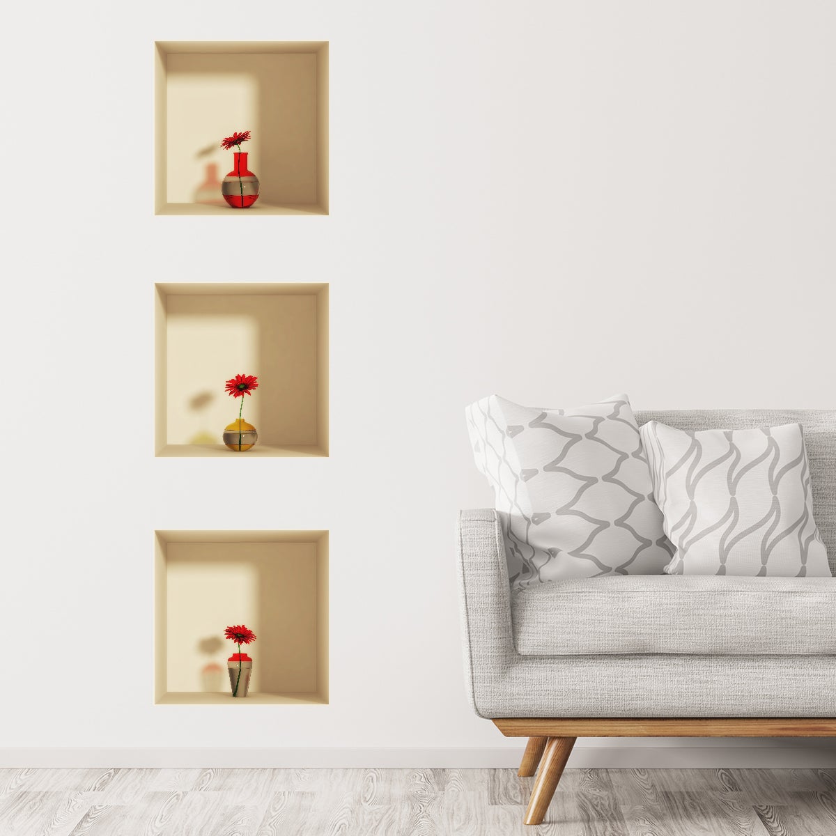 Adesivo effetto 3D fiori rossi - Sticker adesivo - adesivi murali - 40x120cm - 3