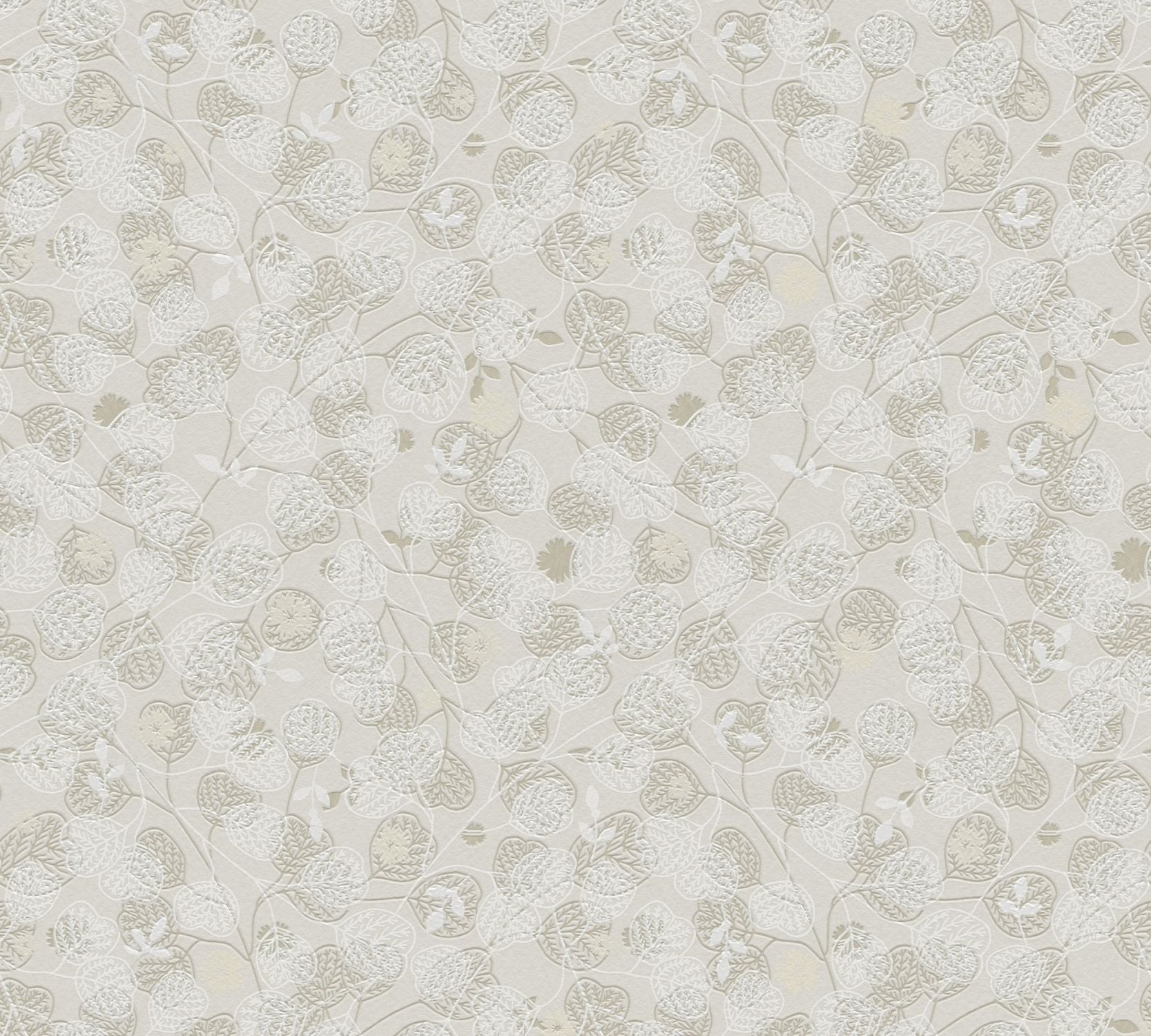 Tapeta kwiaty beżowymIbiałym - 53 cm x 10.05 m - LIVINGWALLS