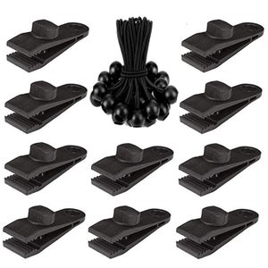 Lot De 50 Tendeurs Élastiques Avec Boule - Sandows Noirs Pour Bâches, Tentes Et Tarps 10kg