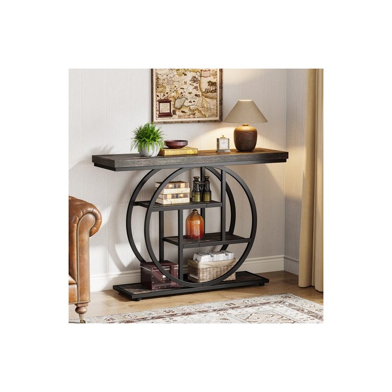 Konsola przemysłowa Tribesigns – 4 półki i okrągła podstawa zapewniają maksymalną przestrzeń do przechowywania (105 cm)