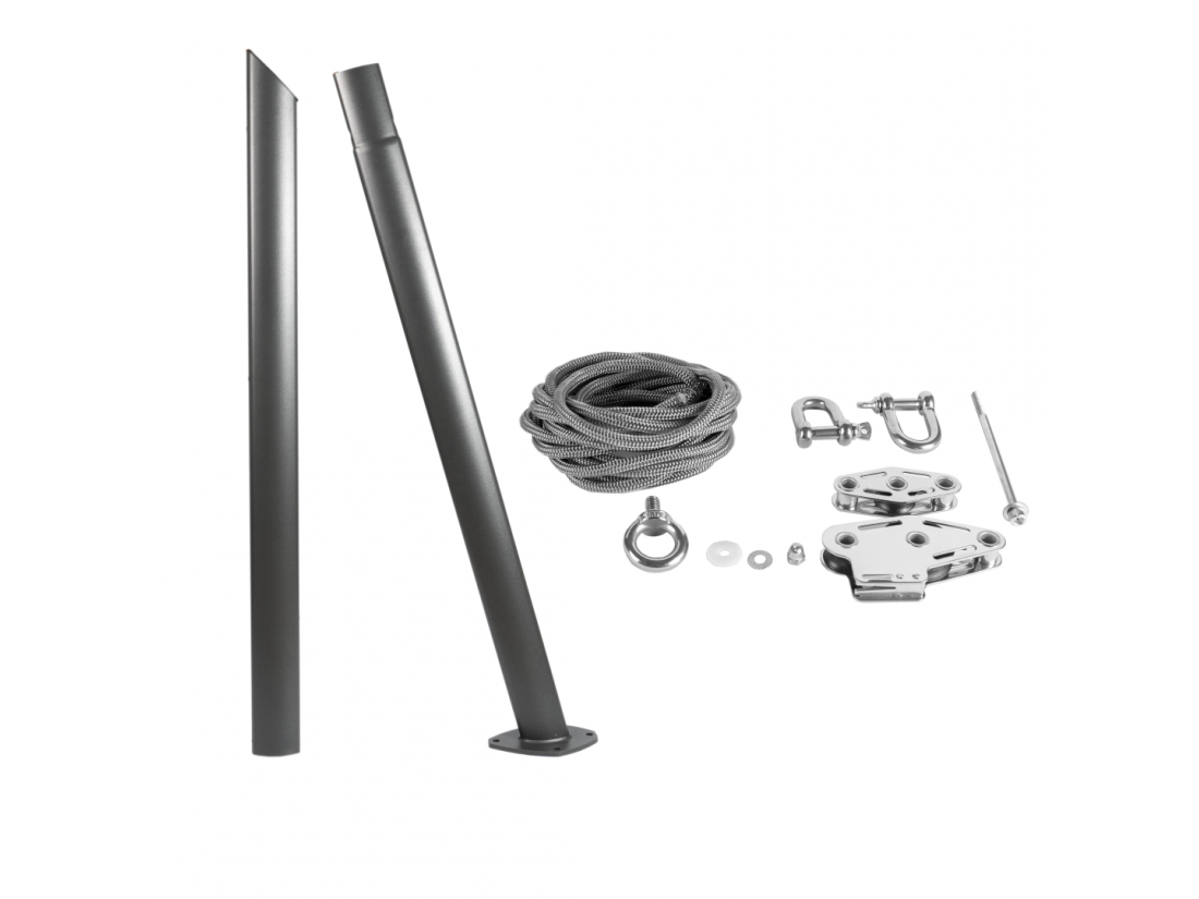 Mât Pour Voiles Ombrage En Acier Couleur Anthracite Hauteur Réglable 275cm Avec Base 75° - 4