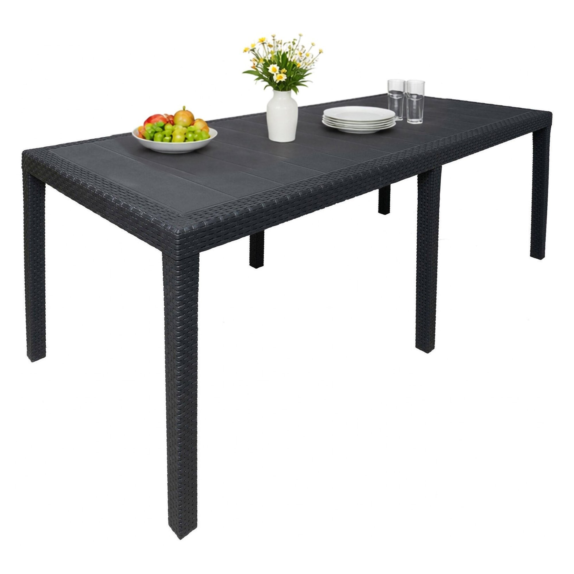 Mesa de Exterior, 10 Lugares, Extensível, Impermeável, 150x90x72h cm, Cor Antracite - Made in Italy - 2