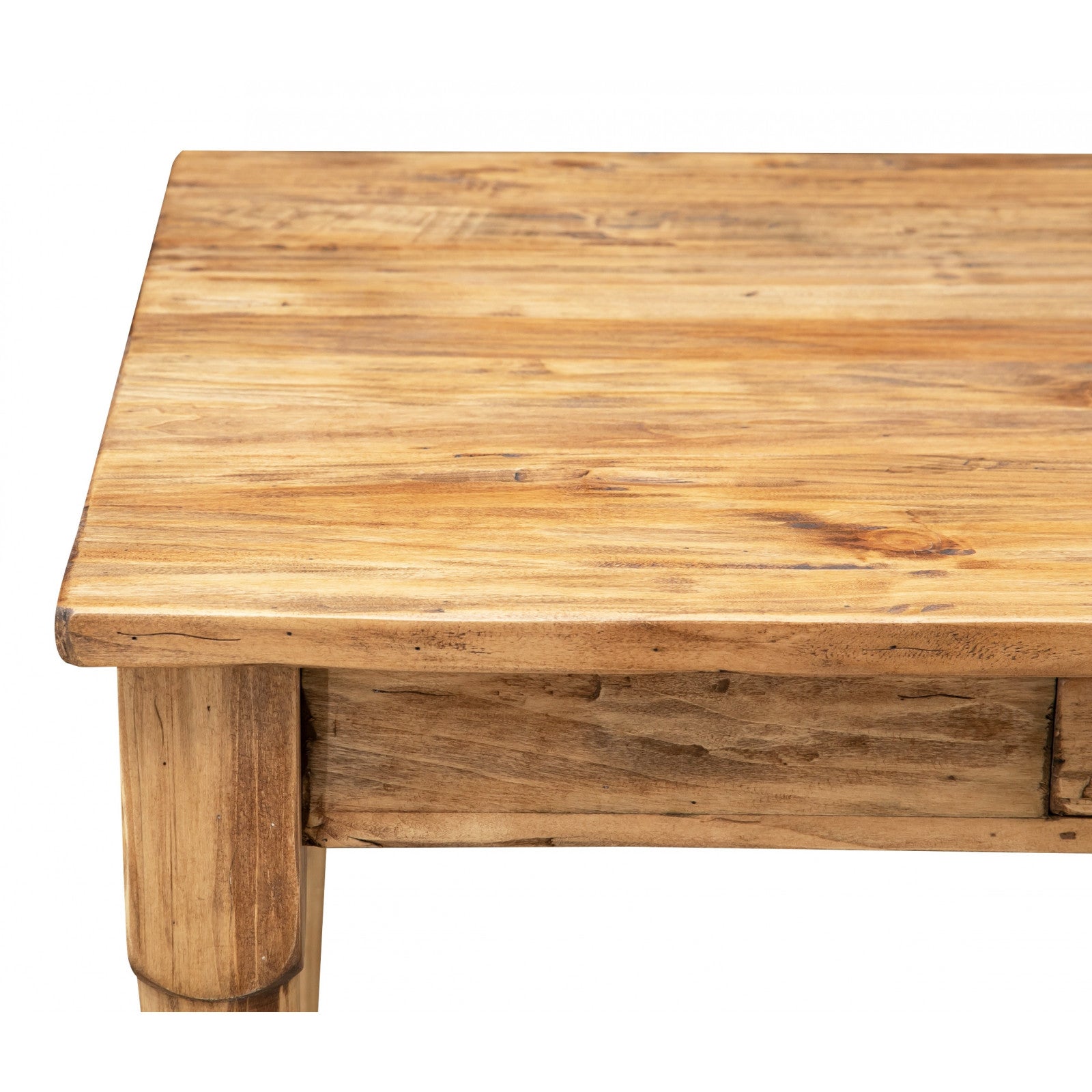 BISCOTTINI Bureau en Tilleul Massif - Bureau d'Ordinateur Finition Noyer Antique - Bureau d'Angle pour Salon et Chambre - 120x80 - 7