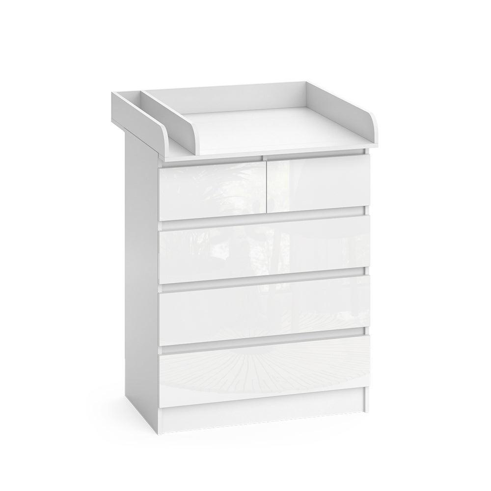 Commode Emma Wit/wit hoogglans 80 x 110.2 cm met 5 laden Vicco Commode Emma Wit/wit hoogglans 80 x 110.2 cm met 5 laden Vicco