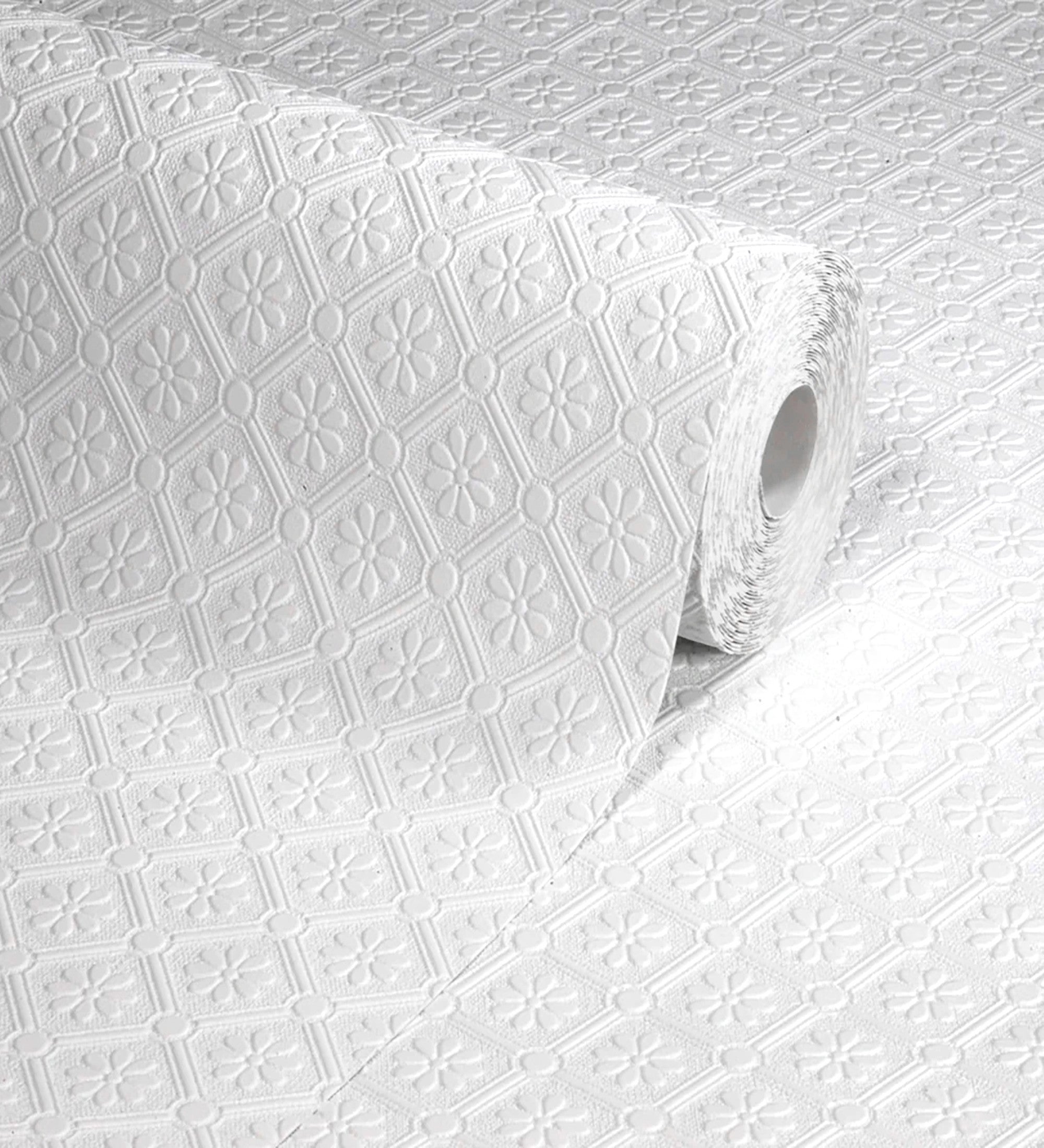 Papel de parede repintável vinílico lavável flores pequenas com textura alto relevo - Angular Texture 123188 da GAULAN - Rolo de 10 m x 0,53 m - 3