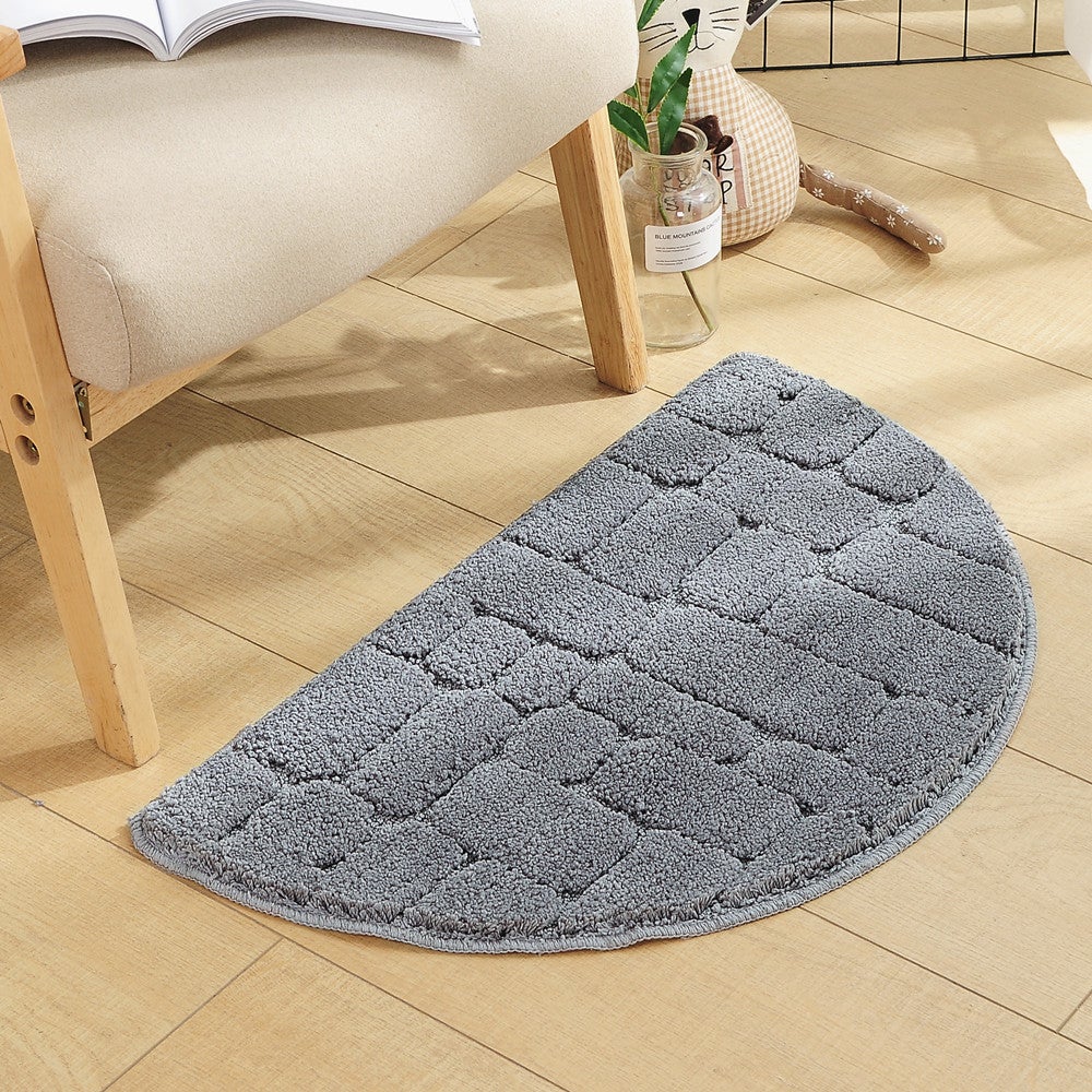 Alfombra de suelo absorbente de microfibra con forma de media luna (Gris) - Alfombra de entrada, de cocina, de baño - 2