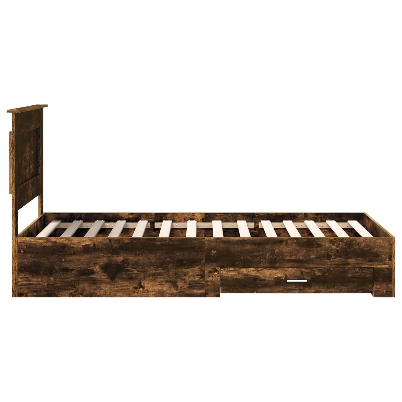 Cadre de lit chêne fumé et argent 75 x 190 cm en panneau de bois - 8