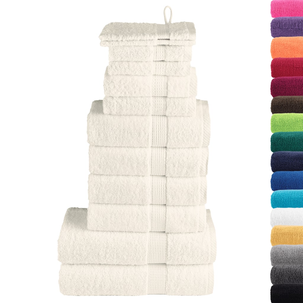 12 pcs Conjunto de toalhas premium SOLUND 600 gsm creme vidaXL - 2