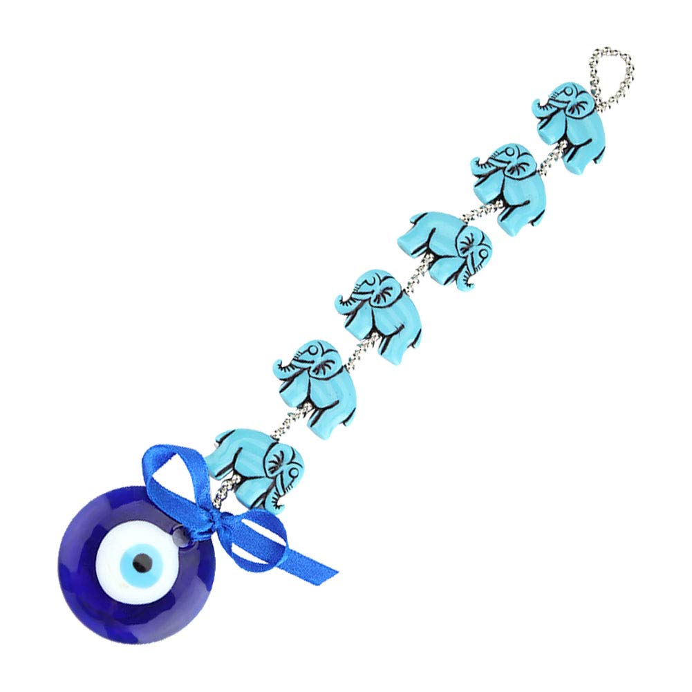 Amuleto Colgante De Pared Turco: Luna Y Elefante Con Ojos Turcos (Protección Y Buena Suerte)