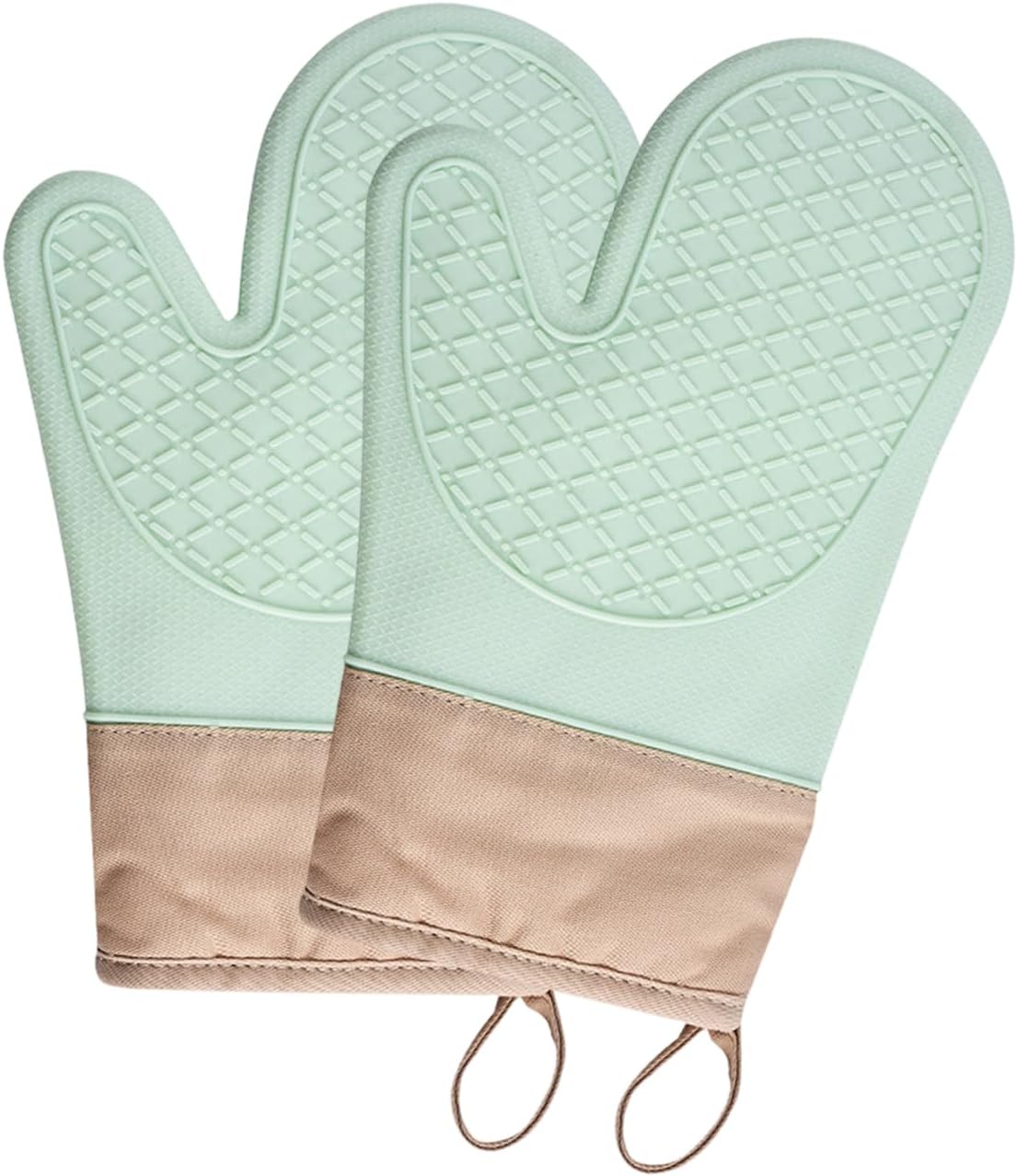 Presine Da Cucina Set 4 Pezzi Guanti Da Forno E Sottopentola In Silicone E Cotone - Antiscivolo, Resistenti Fino A 300°C Guanti In Silicone E Cotone