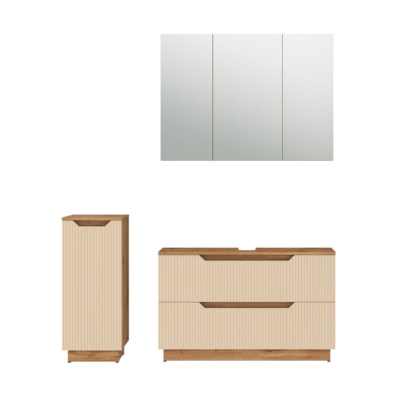 Vicco Zestaw mebli łazienkowych Lotta, Dąb/kaszmir w paski, 3 części