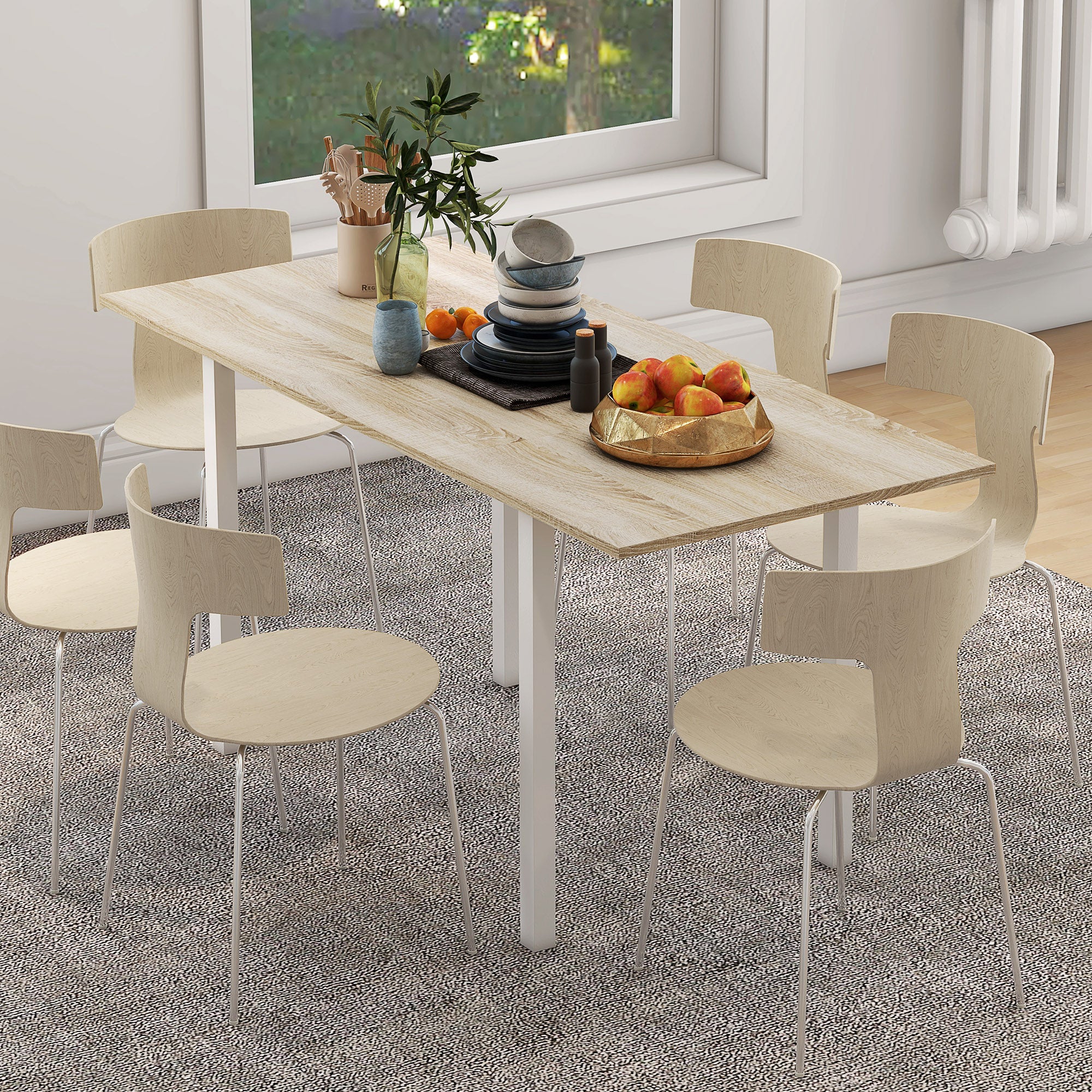 Mesa de Jantar HOMCOM MDF e Aço Natural wood finish 160x70x76 cm - 2