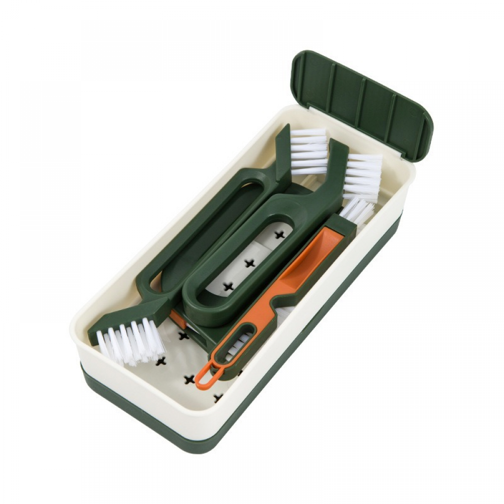 Zestaw 4 szczotek z włosiem z etui do przechowywania, odpowiednie do codziennego użytku w kuchni i łazience, 23 x 10 x 6 cm, plastik