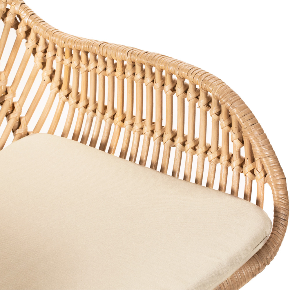 Nunuhai - Lot de 2 tabourets de bar en rotin pieds beiges H68cm - Naturel - 9