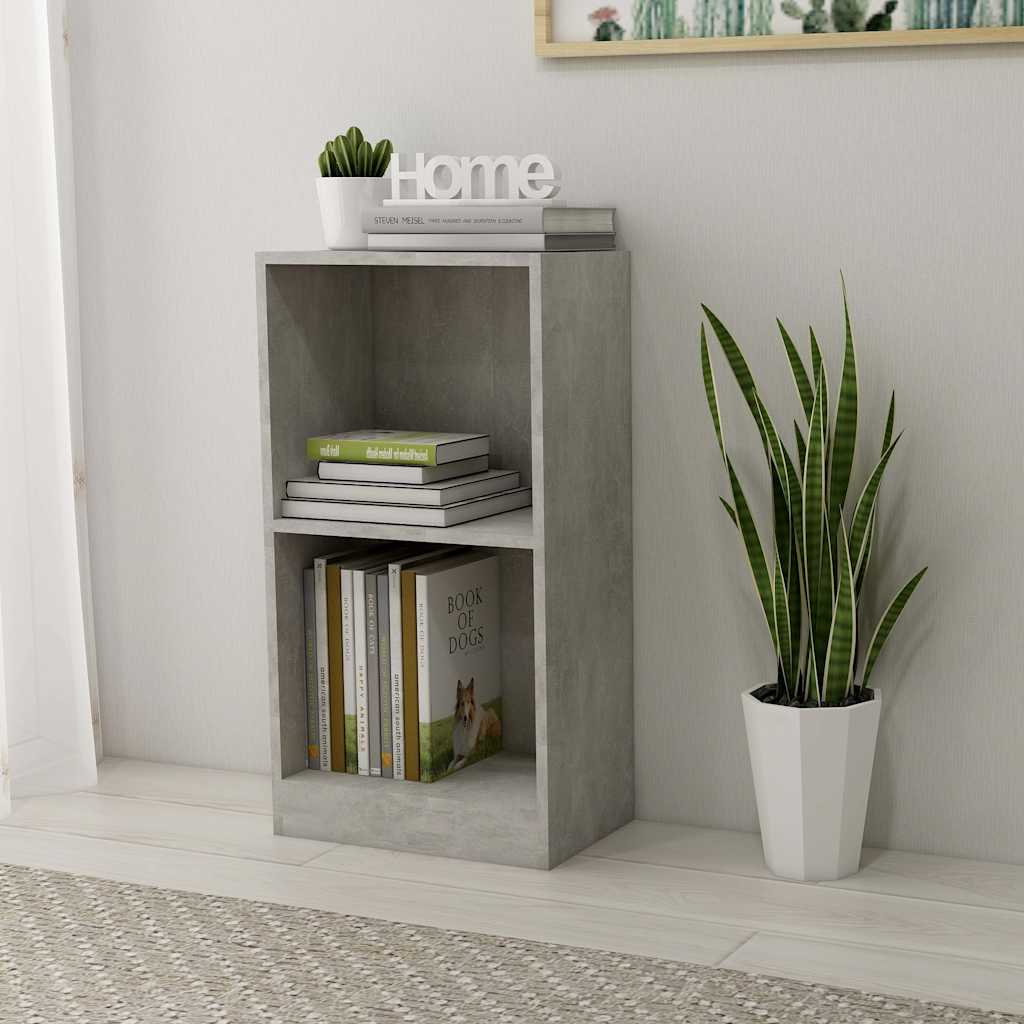 Biblioteczka w kolorze szarego betonu, 40x24x75 cm, wykonana z płyty drewnopochodnej