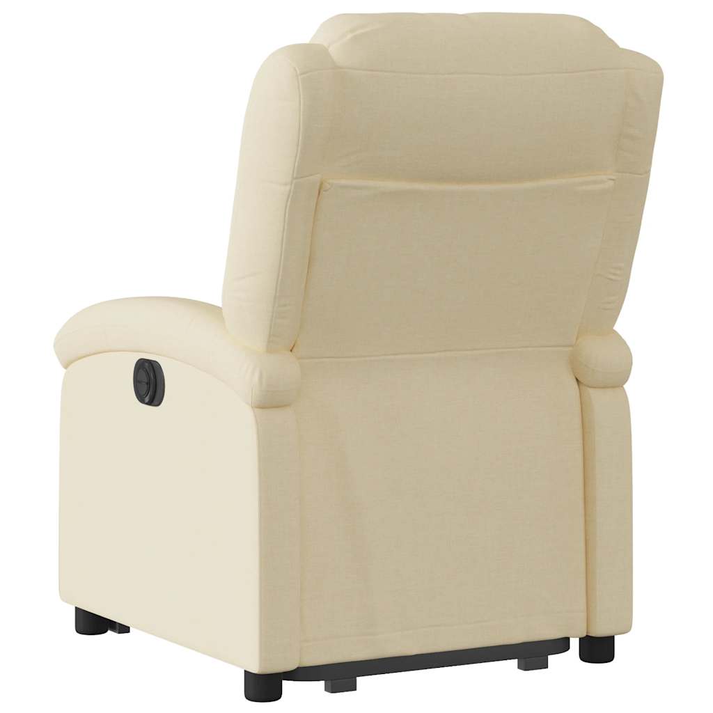 Fauteuil inclinable électrique crème tissu - 5