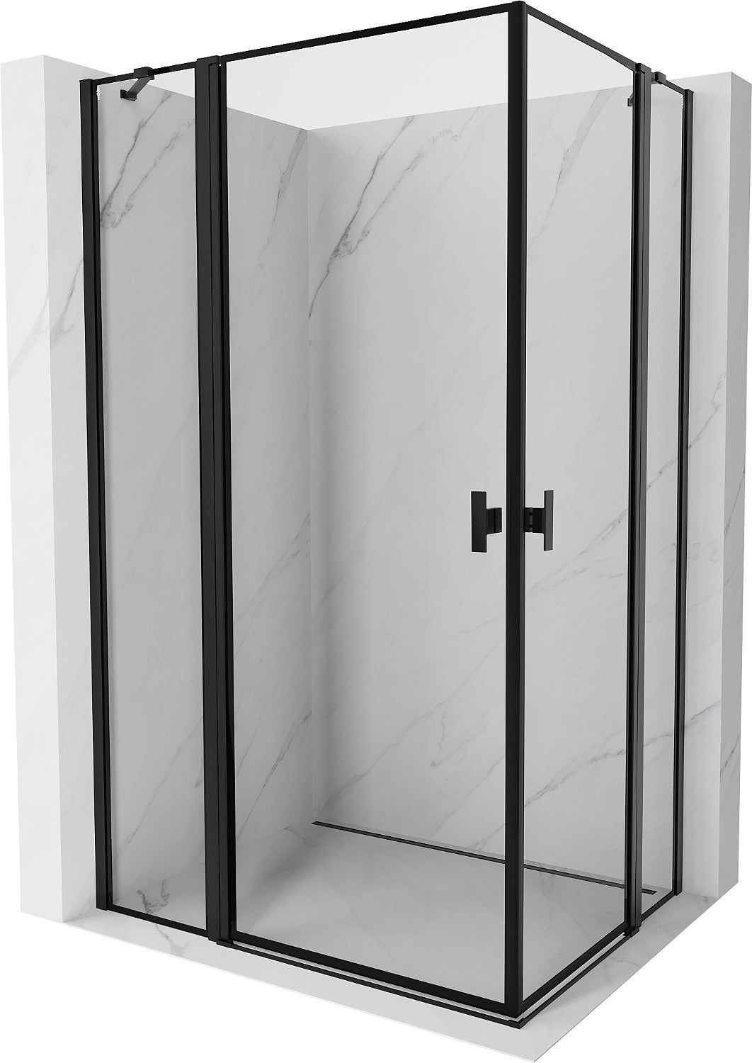 Mexen Mist Duo kabina prysznicowa uchylna 115 x 75 cm, czarna ramka, czarna - 8A4-115L-075P-70-70