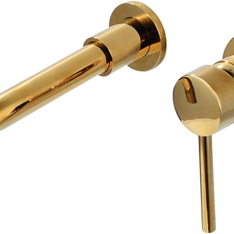 Bateria łazienkowa ścienna, jednouchwytowa, obrotowa wylewka 360 stopni, regulacja ciepłej i zimnej wody (złota)