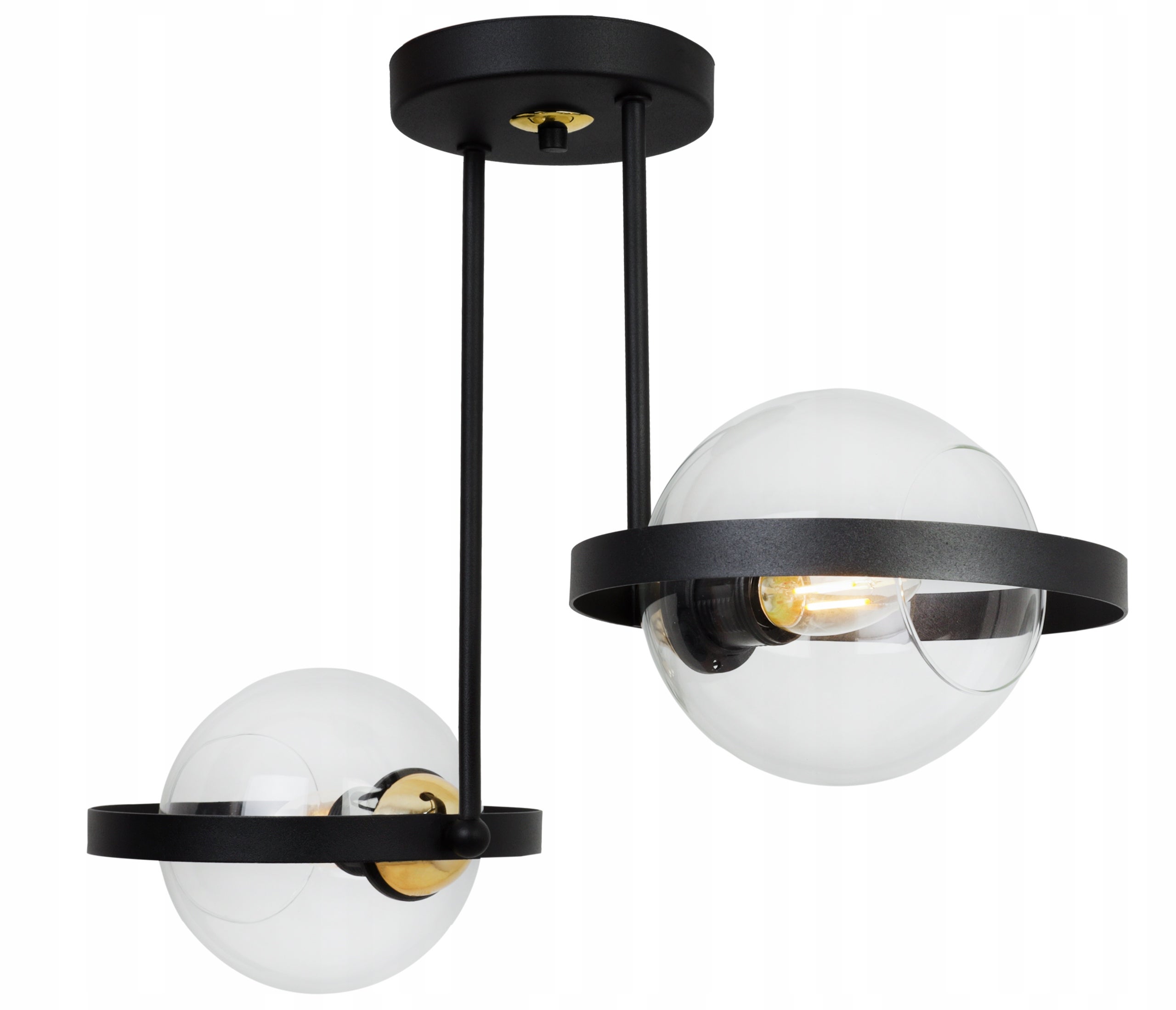 Lampa sufitowa wisząca modern 2xE27 klosz okrągły czarny/transparentny Light Home LH