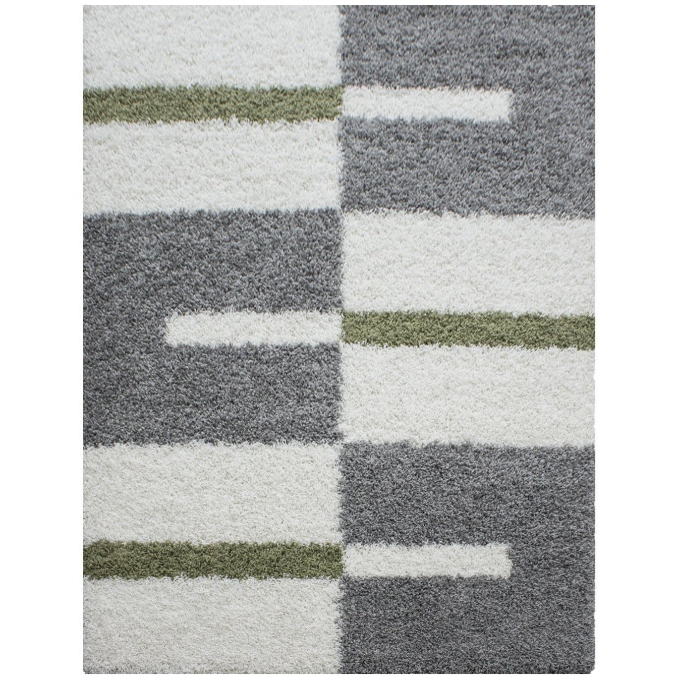 ROMA - Tapis Shaggy à motifs Traits - Vert et Gris 120 x 170 cm | Leroy ...