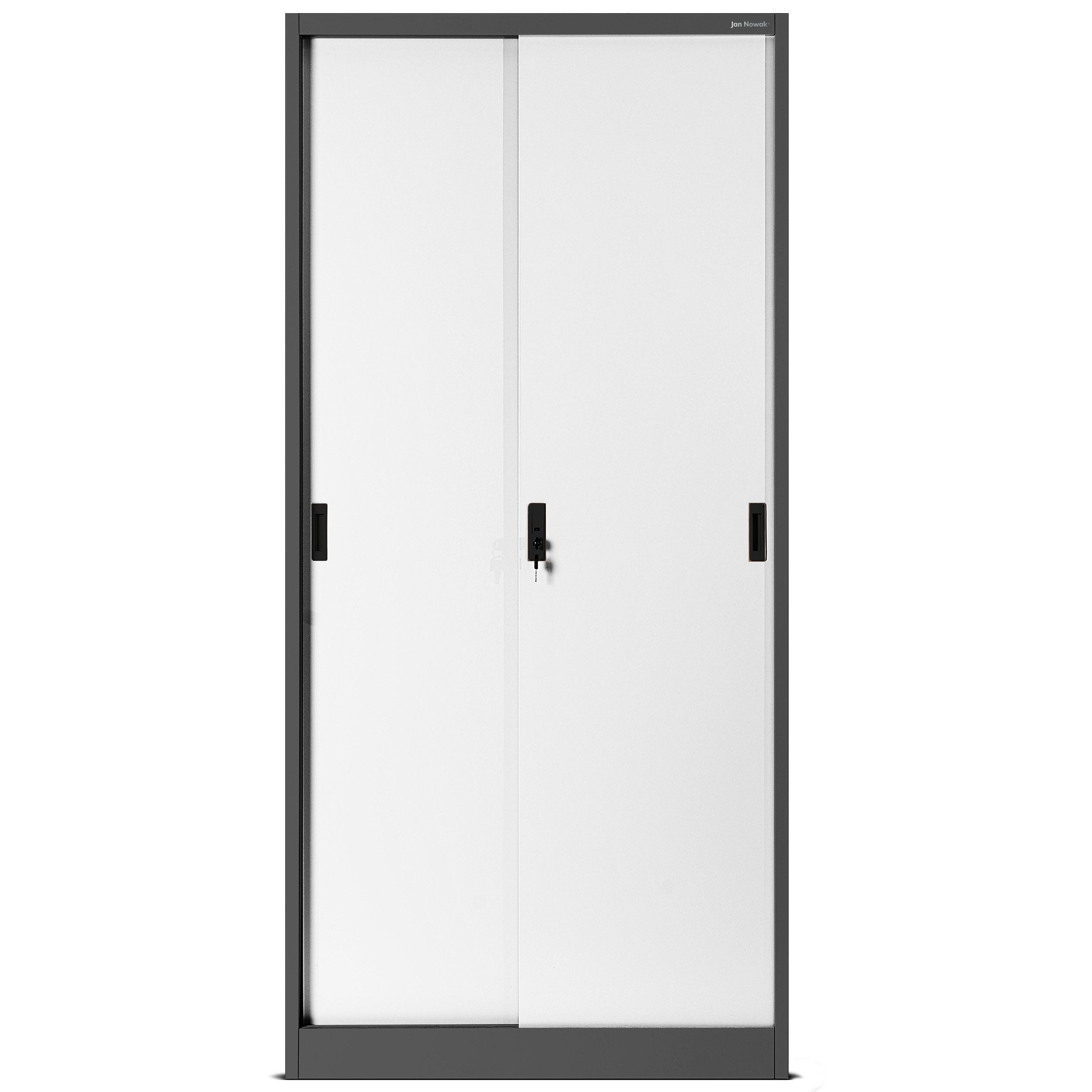 Armoire de Bureau Armoire Métallique à Portes coulissantes tôle d'acier étagères revêtement en Poudre 185 cm x 90 cm x 40 cm Anthracite/Blanc - 4