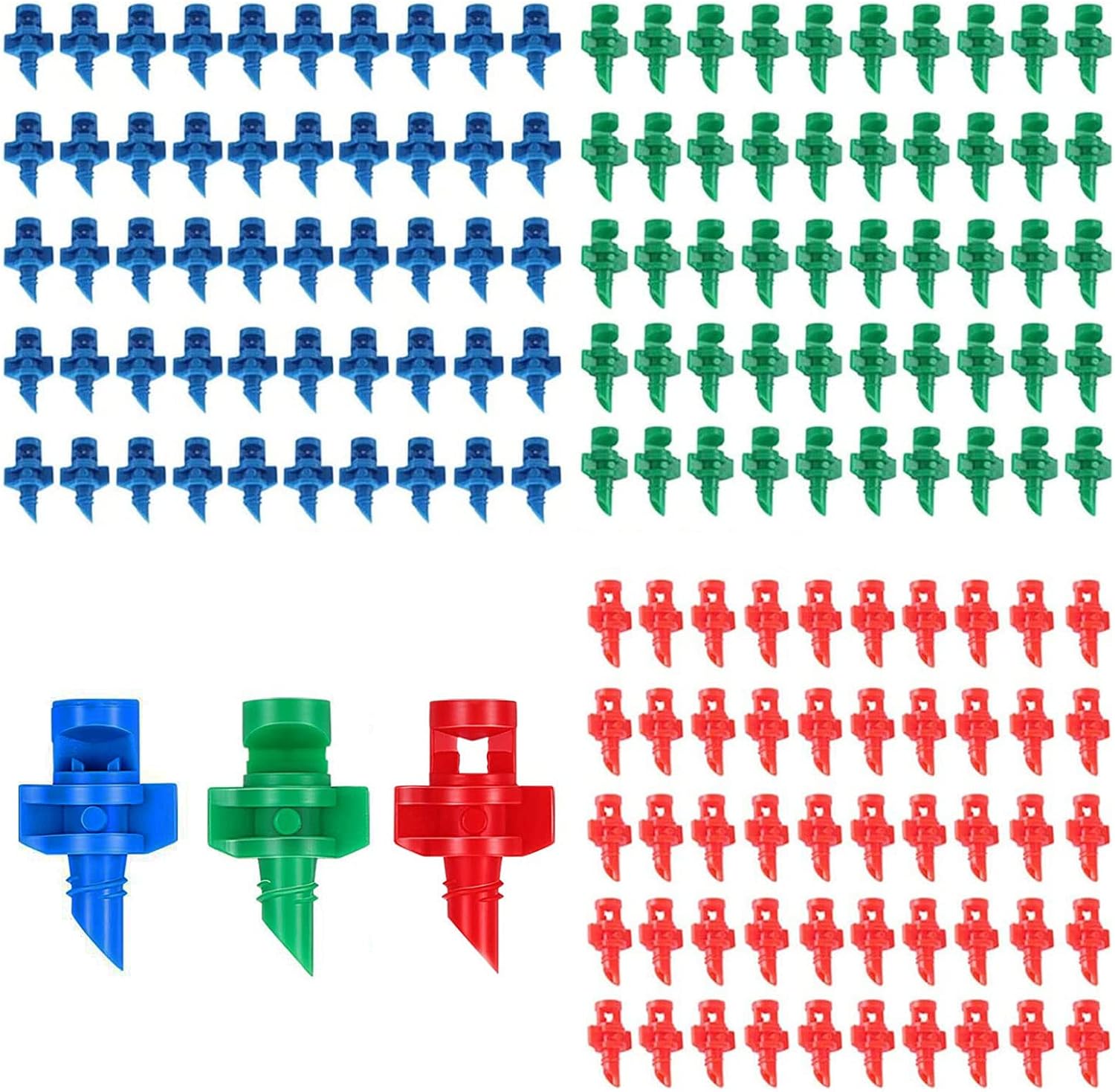 150 szt. mikrozraszaczy do podlewania ogrodu, dysza zraszająca do systemu nawadniania roślin (90/180/360 stopni)