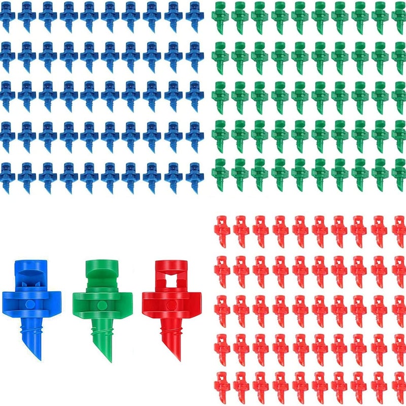 150 szt. mikrozraszaczy do podlewania ogrodu, dysza zraszająca do systemu nawadniania roślin (90/180/360 stopni)