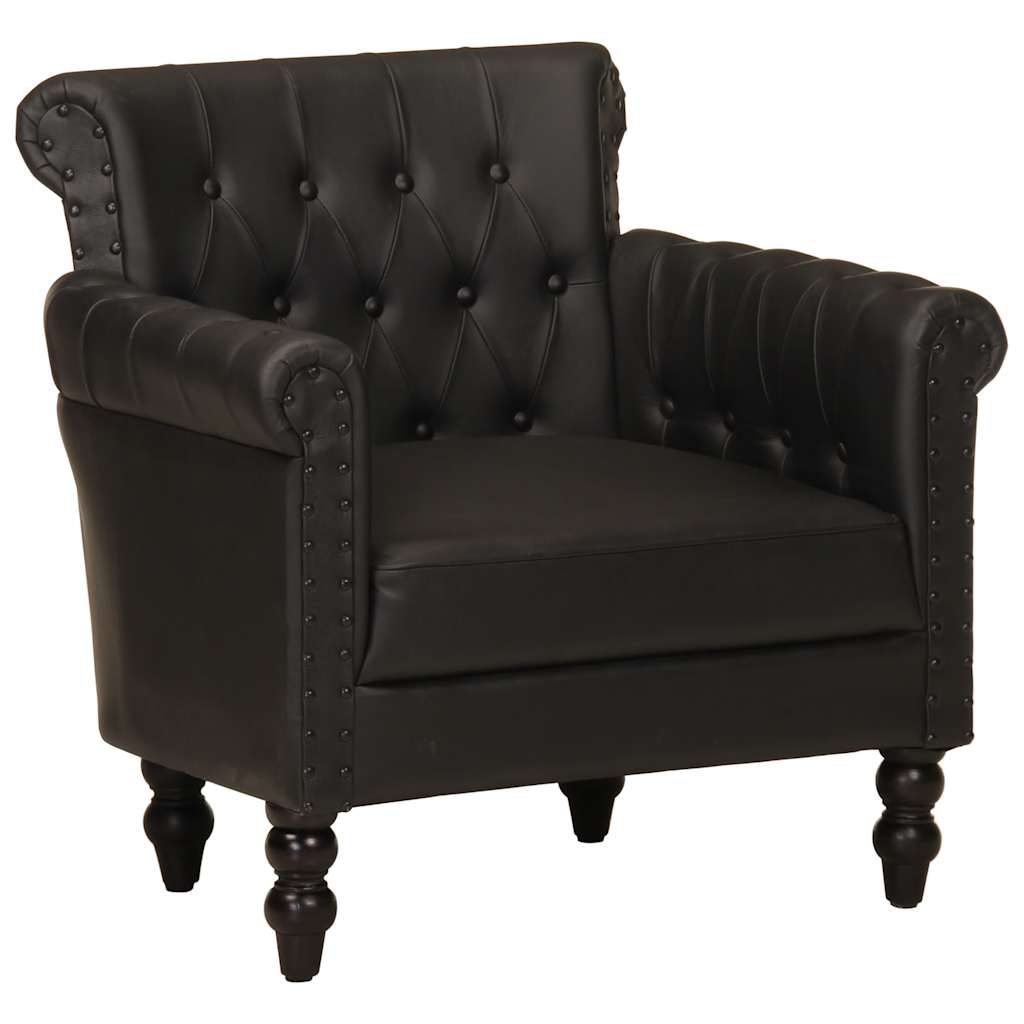 Maison Exclusive - Fauteuil Noir Cuir de chèvre véritable - 2